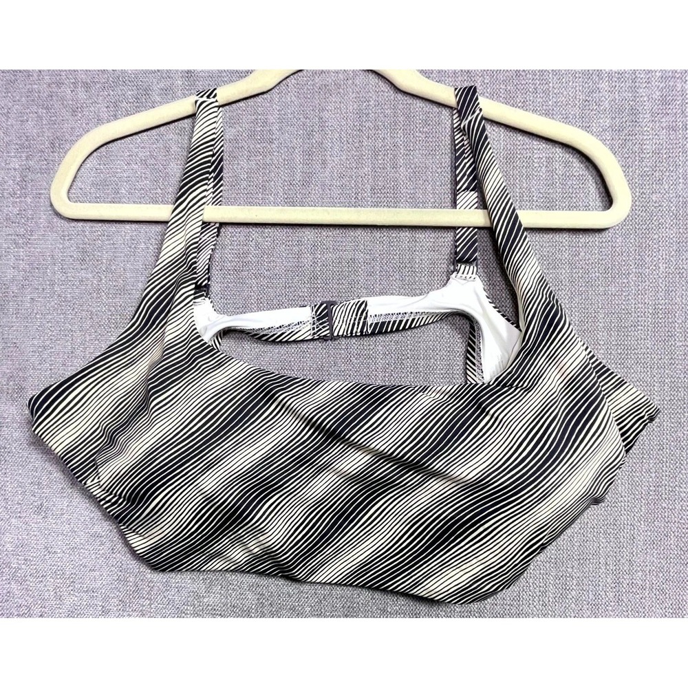 Everlane Renew Bikini Top Womens 2XL Black Beige Striped Square Neck Swimwear